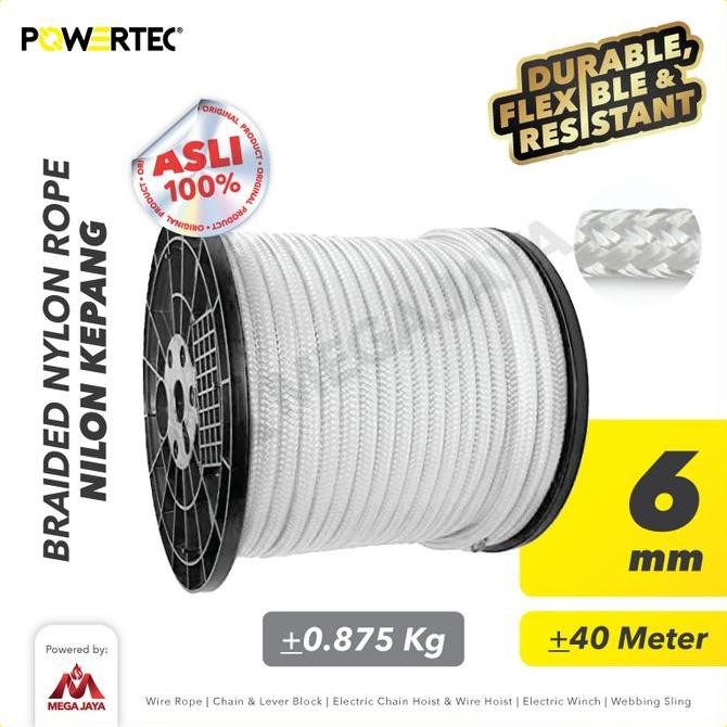 

POWERTEC Tali Nilon Kepang 6mm x 40m ided Nylon Rope