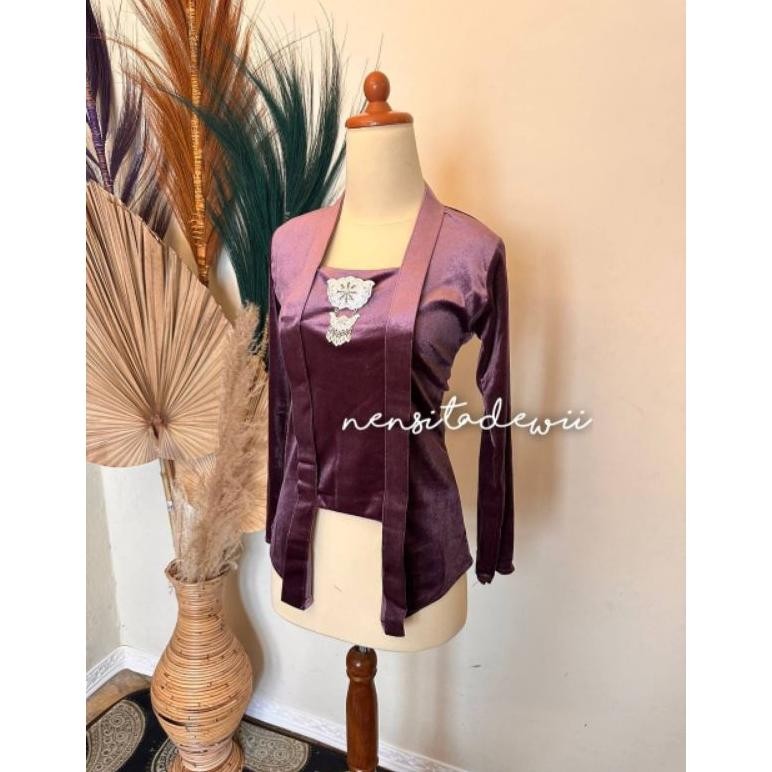 Cod Kebaya Bludru Kutubaru - Warna Ungu Taro Adi-67