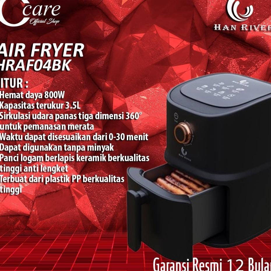 Han River HRAF04 Air Fryer 3.5L 800W Pink Low Watt - Penggorengan Tanpa Minyak