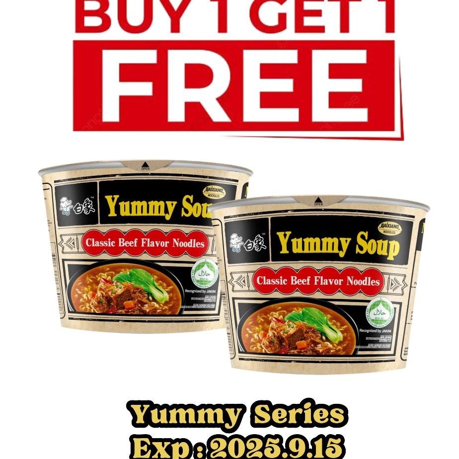

Buy 1 Get 1 Mie Baixiang Yummy Soup Cup