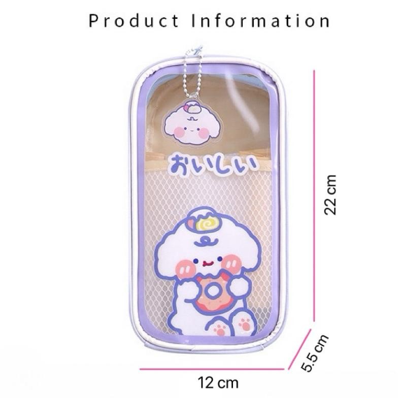 

Rwet-23 Tempat Pensil Pvc Korean Cute Transparan Waterproof | Kotak Pensil Anak 3 Sekat Rabbit Bear Rwet-23