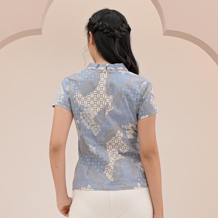 Blouse Batik Wanita / Atasan Kebaya Kutu Baru / Batik Warna Biru Pastel - 336 Ice Blue