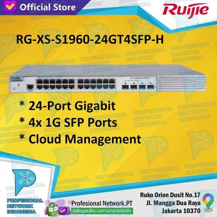 Ruijie Xs-S1960-24Gt4Sfp-H 24 Port Gigabit 4 Sfp Switch New Stok