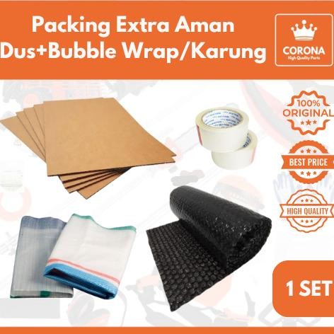 

Termurah Tambahan Packing Packaging Extra Aman Kardus + Bubble Wrap Karung