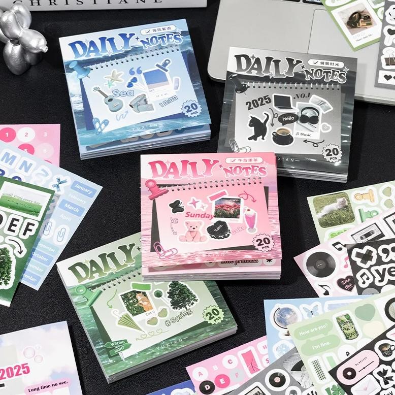 

20Sheets Ins Korean Style Sticker Books Daily Notes Series Cute Cartoon Scrapbooking Diy Laptop Journal Decorative Stickers