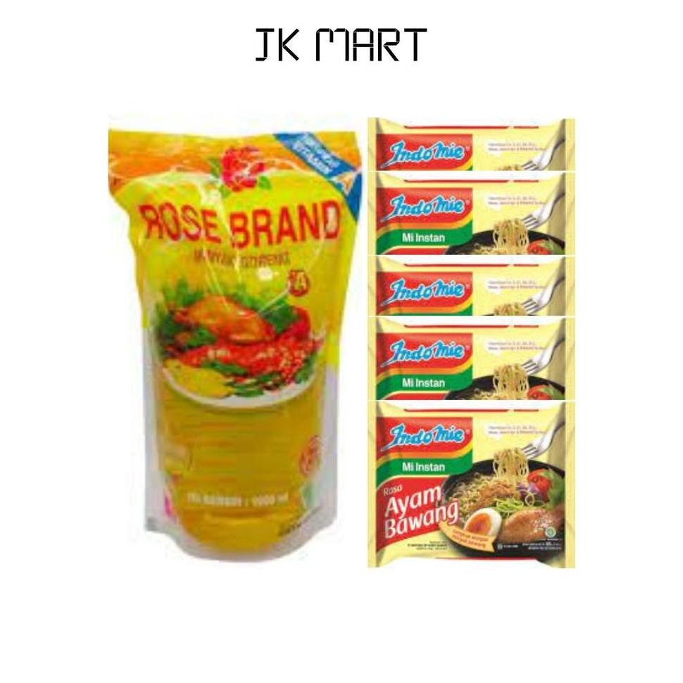 

JH8 Minyak Goreng Rose Brand 1 Liter Termasuk 5 Pcs Indomie Ayam Bawang