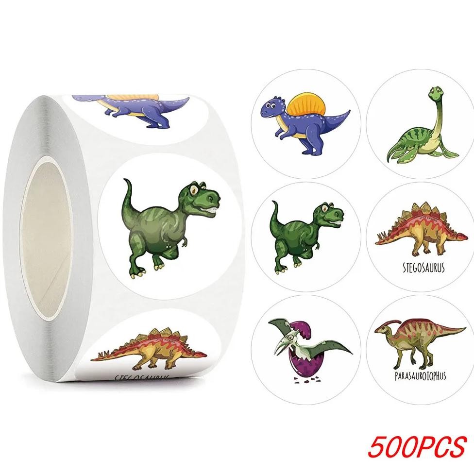 

For School Reward Sticker Children'S Stationery 500Pcs 1In Fun Cute Cartoon Dinosaur Stickers Seal Label Photo Album Decoration
