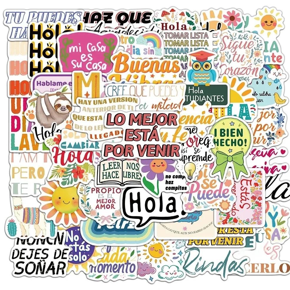

50Pcs Spanish Motivational Stickers Cute And Exquisite Materials Decal Phone Cases Laptop Suitcases Water Cup Waterproof Sticker