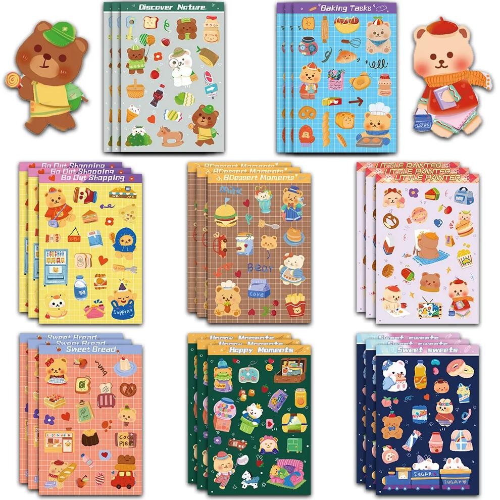 

8Pcs Cartoon Cute Animal Life Graffiti Collage Classic Children'S Collage Diy Handmade Home Interactive Puzzle Sticker Scrapbook