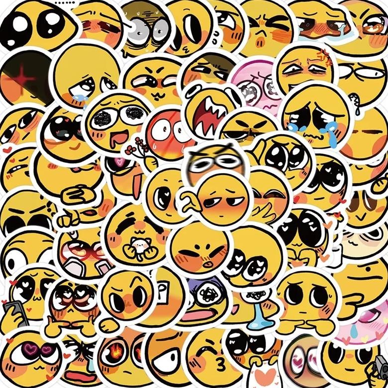 

10/30/60Pcs Cute Mood Yellow Sticker Aesthetic Korean Stationery Children'S Pvc Decoration Scrapbooking School Supplies For Kids