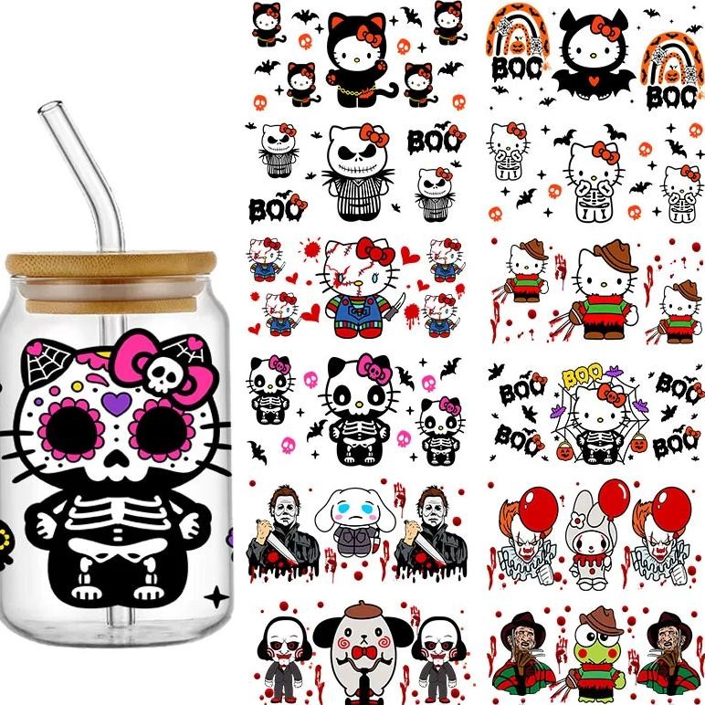 

Miniso Cute Hello Kitty 16Oz Uv Dtf Cup Wraps Transfer Sticker For Glass Libbey Can Bottle Selfadhesive Washable Diy Custom