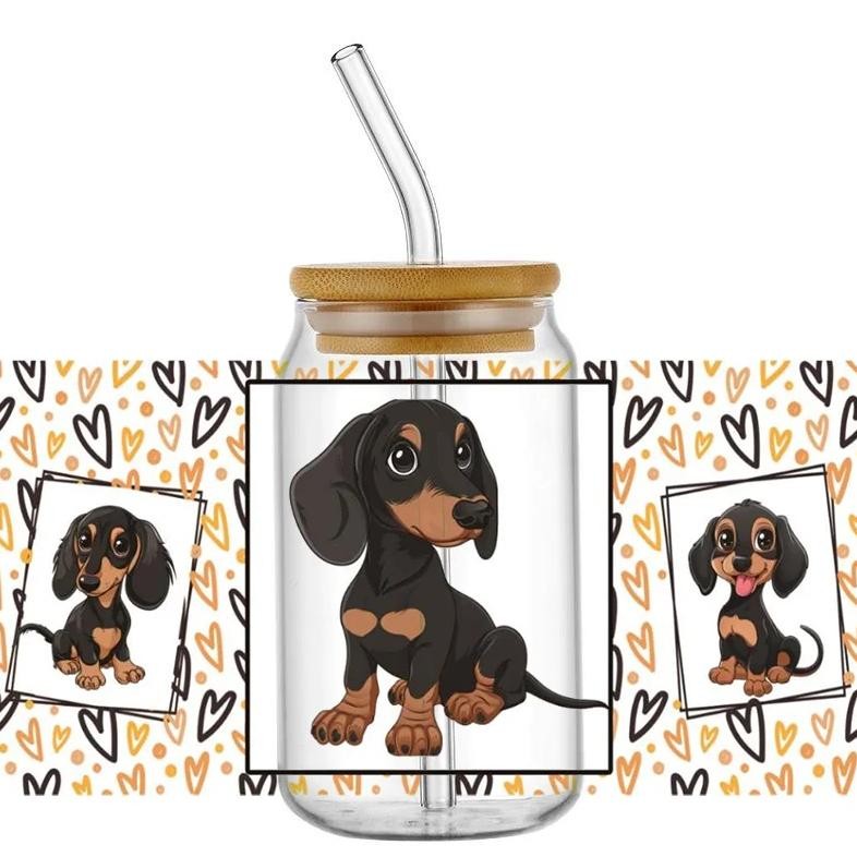 

Miniso 3D Uv Dtf Transfers Sticker Cute Dog Decal Cup Wrap For 16Oz Libbey Glasses Diy Washable Mug Sticker