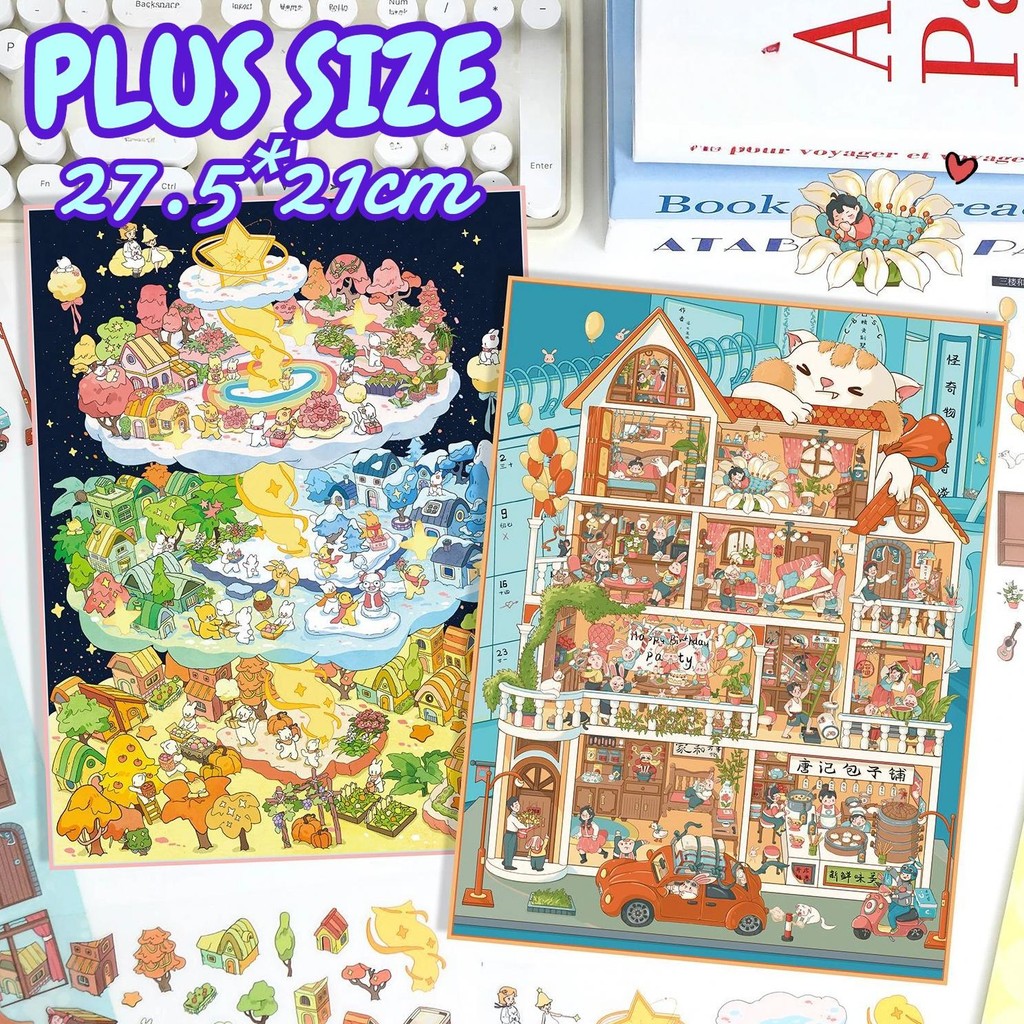 

Landscape Sticker Cute Large Size 3D Stereoscopic Miniature Scene Collage Hand Ledger Decompression Toy