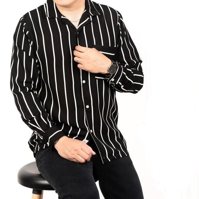 2.2 BAJU CASUAL BUTIK KALEENA FASHION  KEMEJA PRIA FORMAL REGULAR LENGAN PANJANG KERAH  V-NECK MOTIF