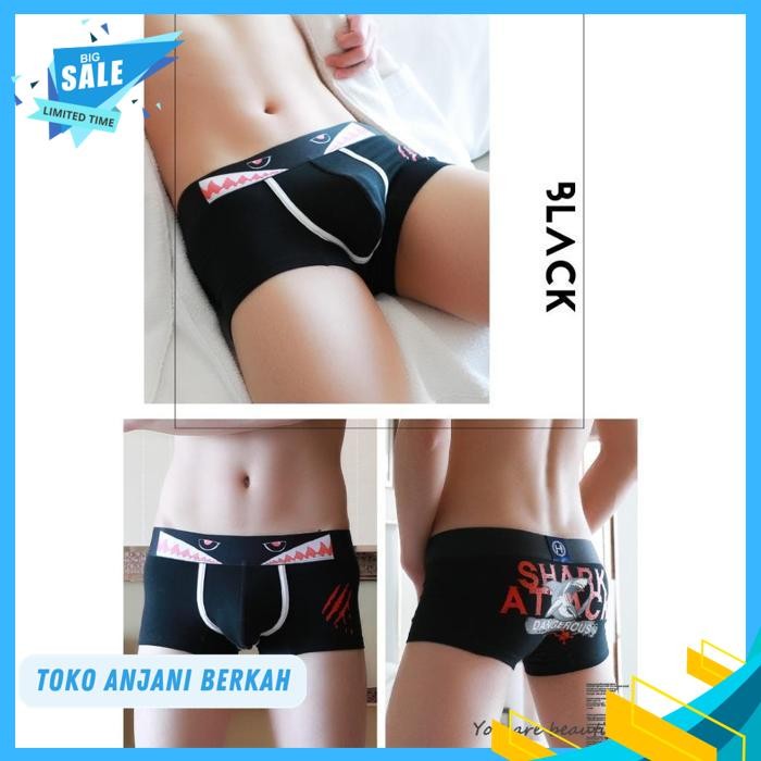 MEN BOXER TRUNK PRIA CELANA DALAM BOXER PRIA MOTIF HIU BLACK CK / MEN BOXER TRUNK PRIA CELANA DALAM 