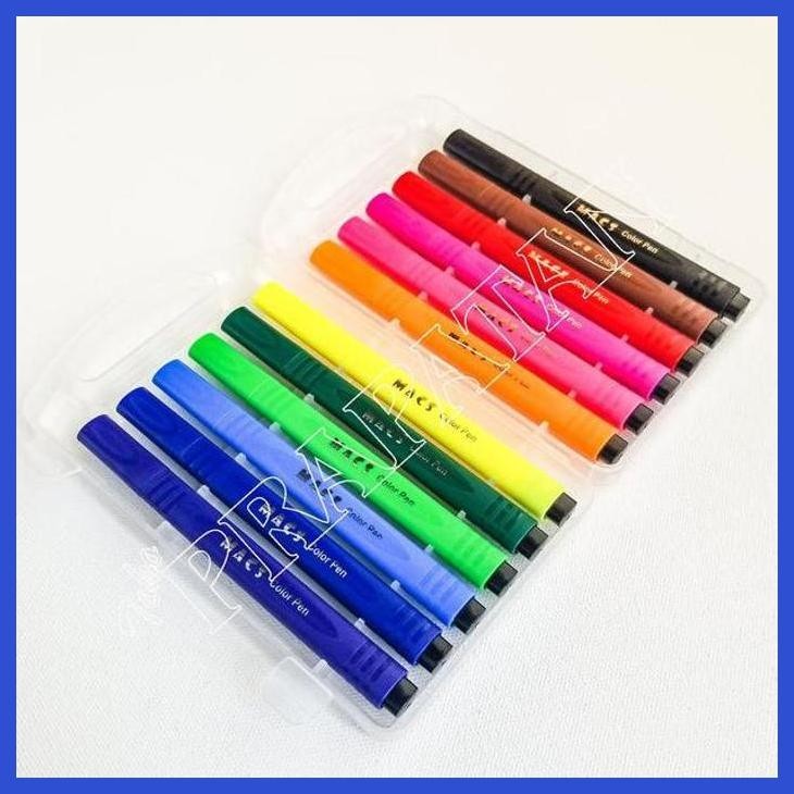 

( SEKOLAH / LUKIS ) PROMO MACS COLOR PEN 12 WARNA / MARKER SPIDOL (SENI / MENGGAMBAR / ART / KERAJINAN ) GOOD QUALITY