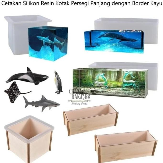 

Murah Cetakan Silikon Resin Kotak Persegi Panjang Dengan Border Kayu