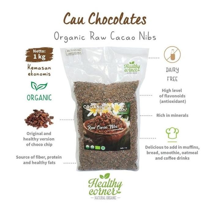 

Organic Raw Cacao Nibs ( Kakao Cincang Tanpa Gula ) 1 Kg - Cau Chocolates