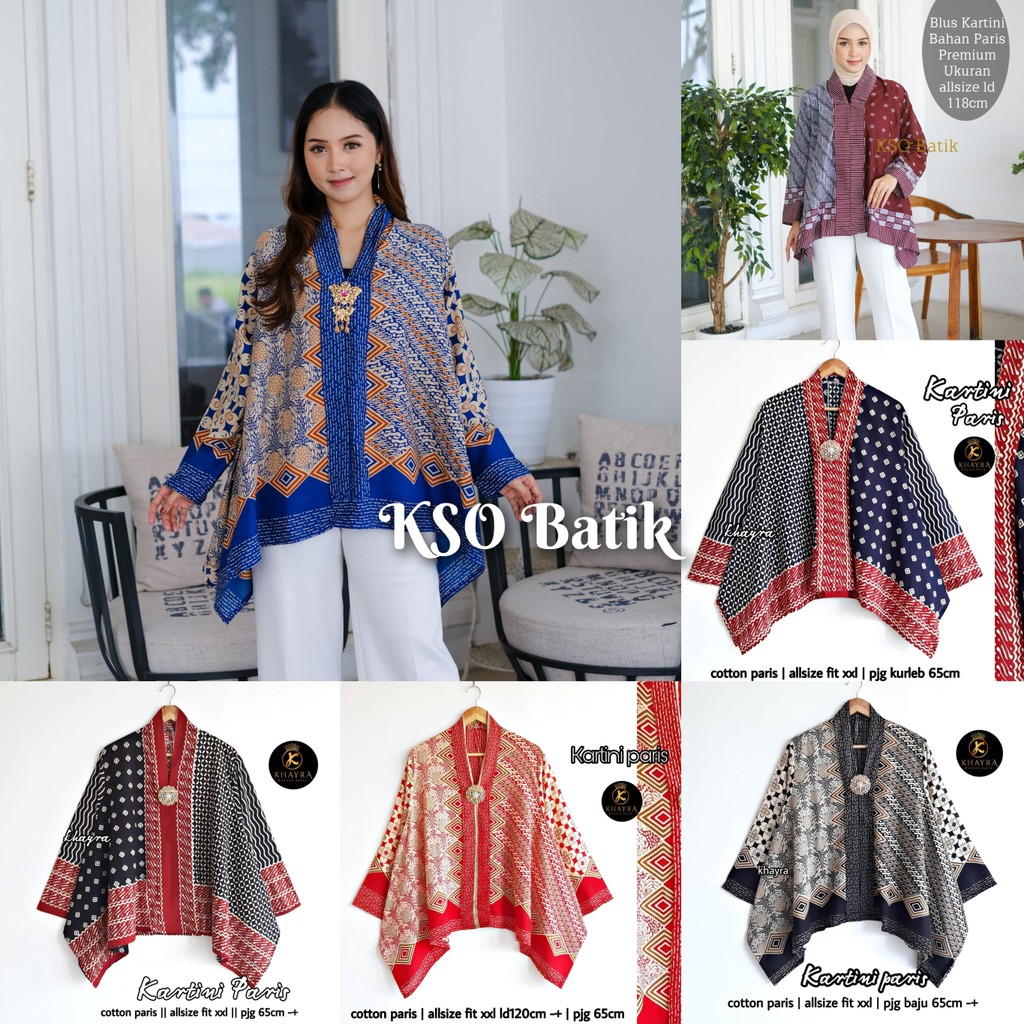 ATASAN BLUS BATIK PARIS KARTINI KOMBI / Batik ORI solo / BLUS KEBAYA SOLO MODERN / BATIK WANITA JUMB