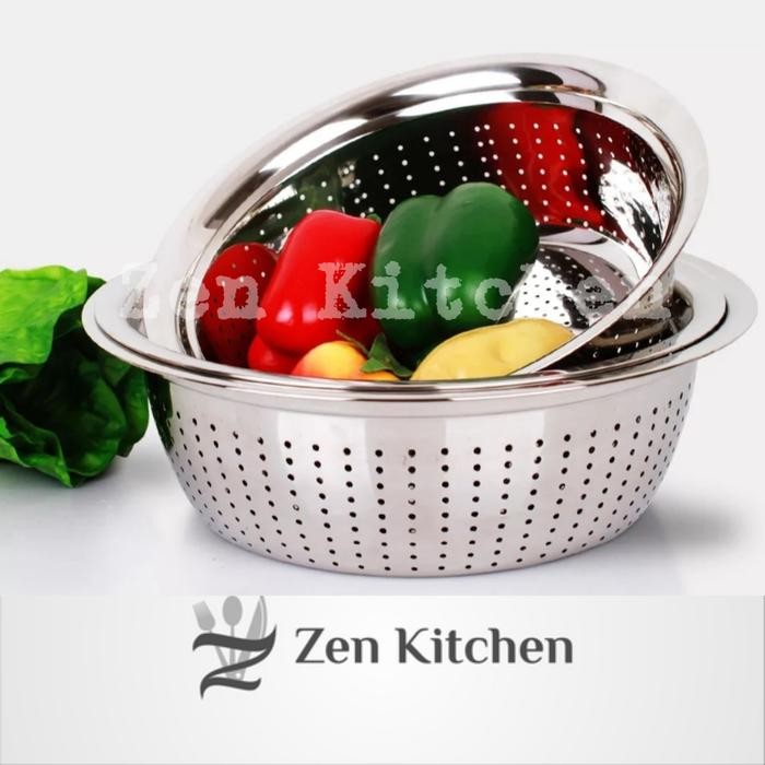 PENIRIS SAYURAN BASKOM BOLONG STAINLESS 40CM
