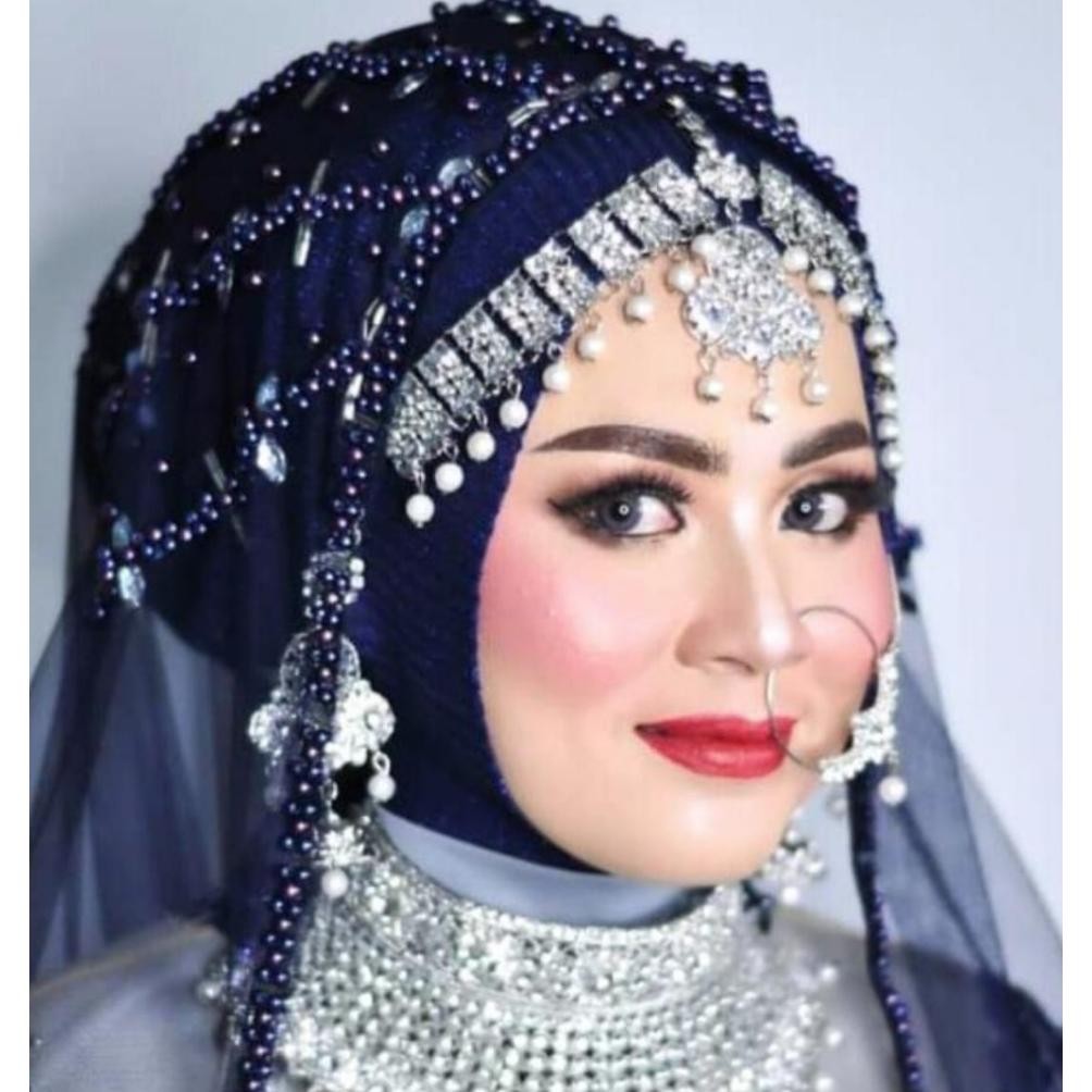 Slayer Termurah Veil pengantin mutiara motif Kipas Pakaian Wanita Seragaman Selendang Manten Wisuda 