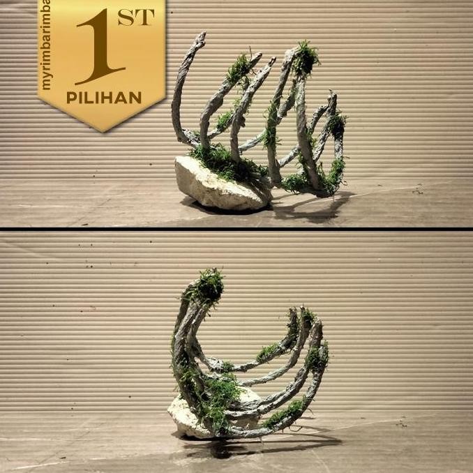 Hiasan Rusuk Lumut Plastik Dekorasi Aquarium Ikan Hias Aquascape Tanaman Air