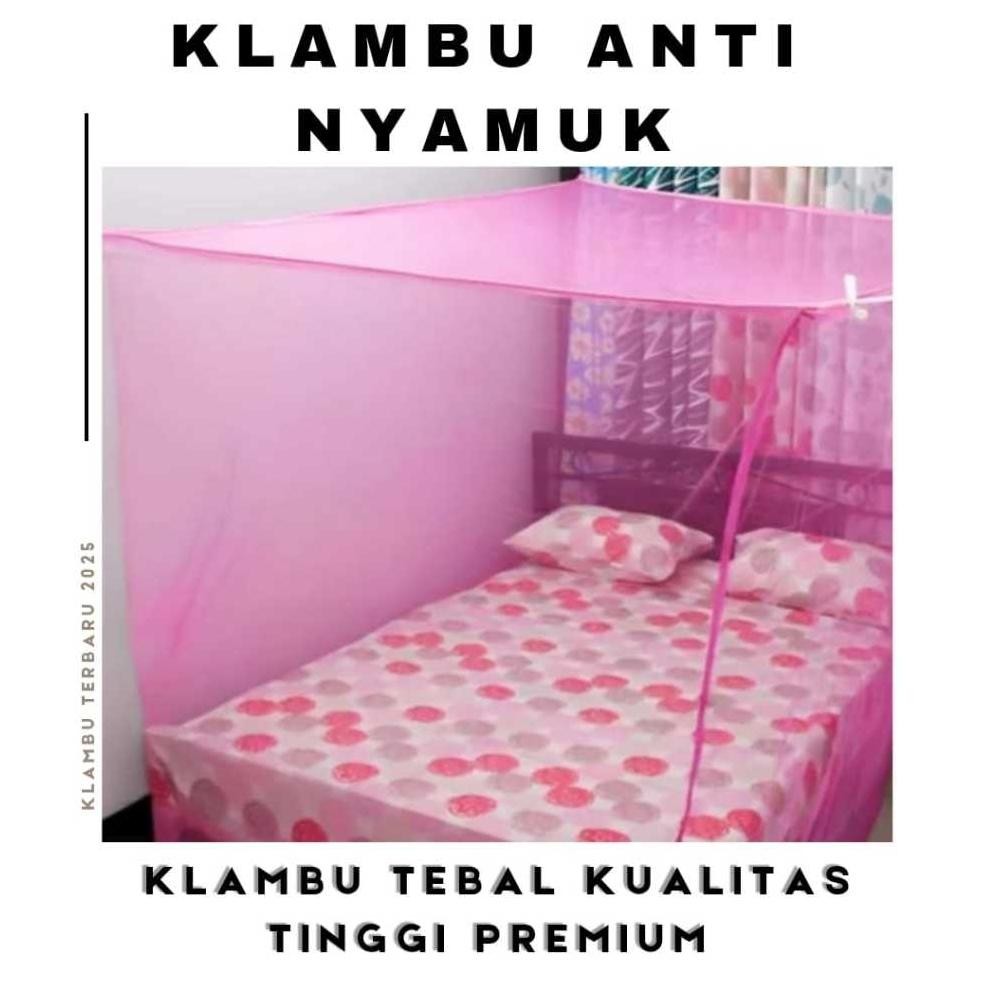 Kelambu Kotak Gantung Pink Trikot Premium Polos Tebal dan Halus Ukuran 120x200 150x200 180x200 Kelam