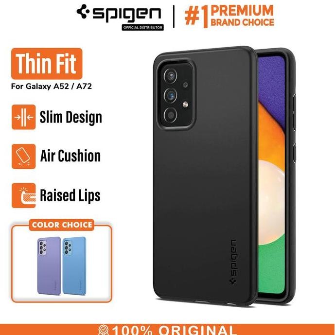 (Expert) Case Samsung Galaxy A52 / A72 Spigen Thin Fit Slim Hybrid Casing - A72, Black