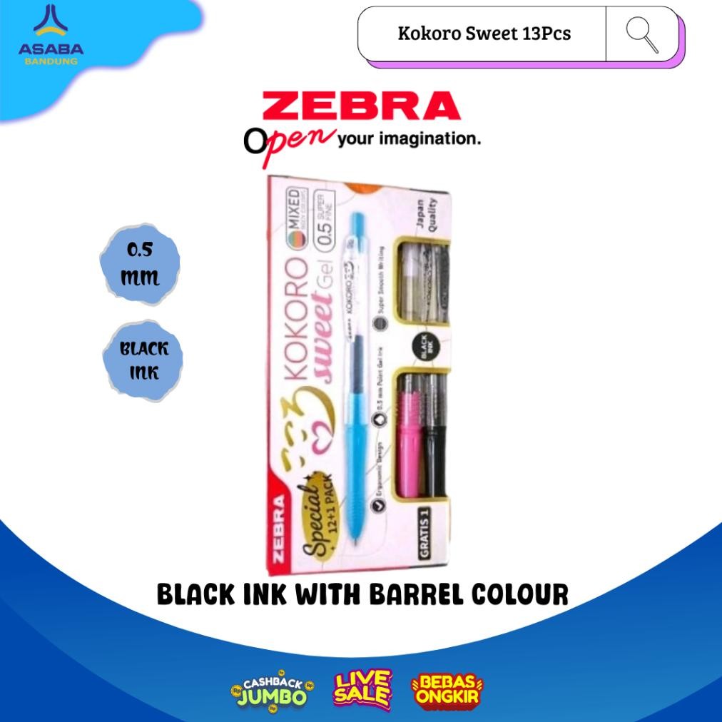 

Asaba Bandung - Zebra Pulpen Kokoro Black 13 Pcs / Kokoro Sweet 1 Lusin (tinta hitam) DiM