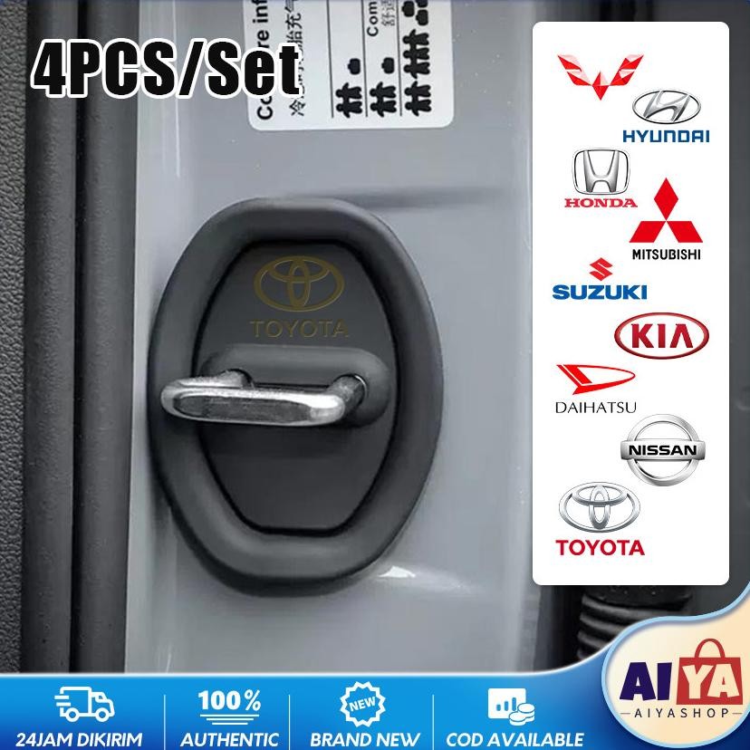 4Pcs Car Door Lock Cover Universal bantalan Pelindung Kunci Pintu Mobil Bahan Silikon Untuk Toyota D