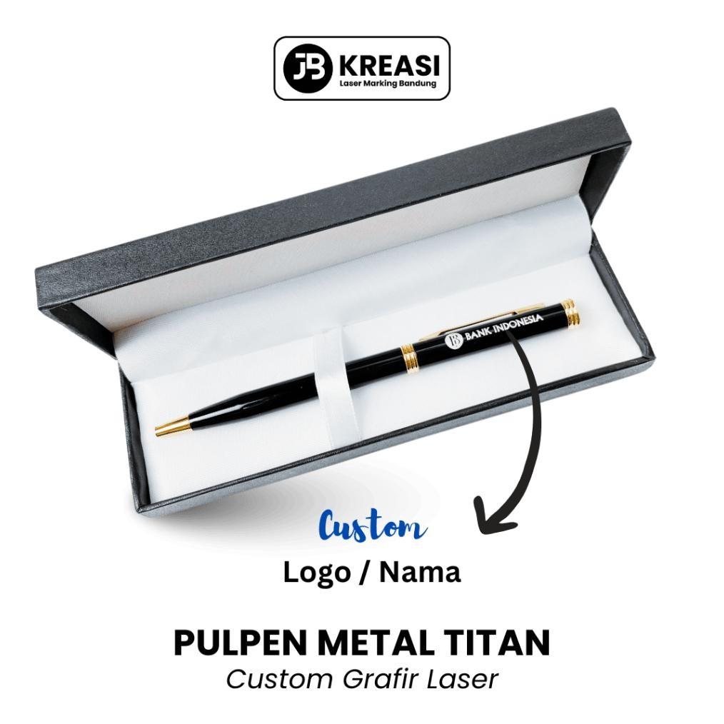 

Custom Pulpen Metal Titan Grafir Nama & Logo + Gift Box / Pen Promosi / Ballpoint Souvenir DiM