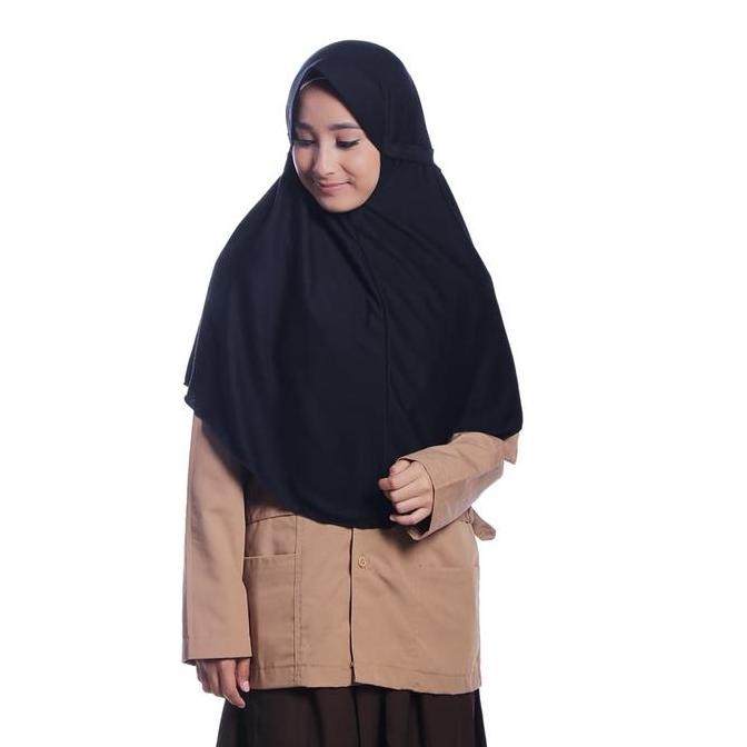 Kerudung Sekolah Innova Lx Hitam size L Rabbani Hijab Jilbab Scarf ls
