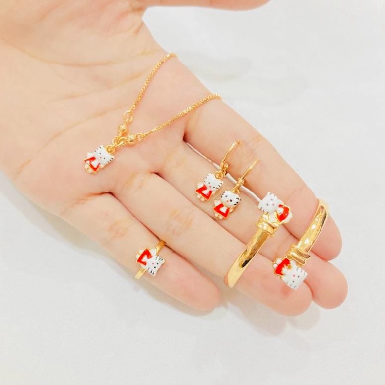 Qolby Titanium set Perhiasan anak hello kitty QT47 DiM