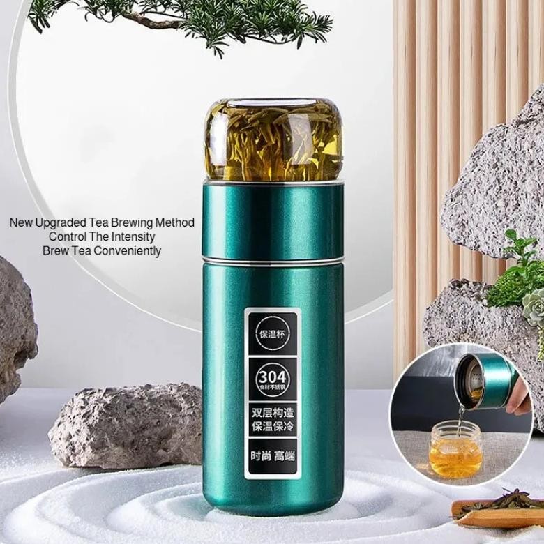 Double-layer tea cup tea bottle infuser stainless steel thermos cup with tea filter