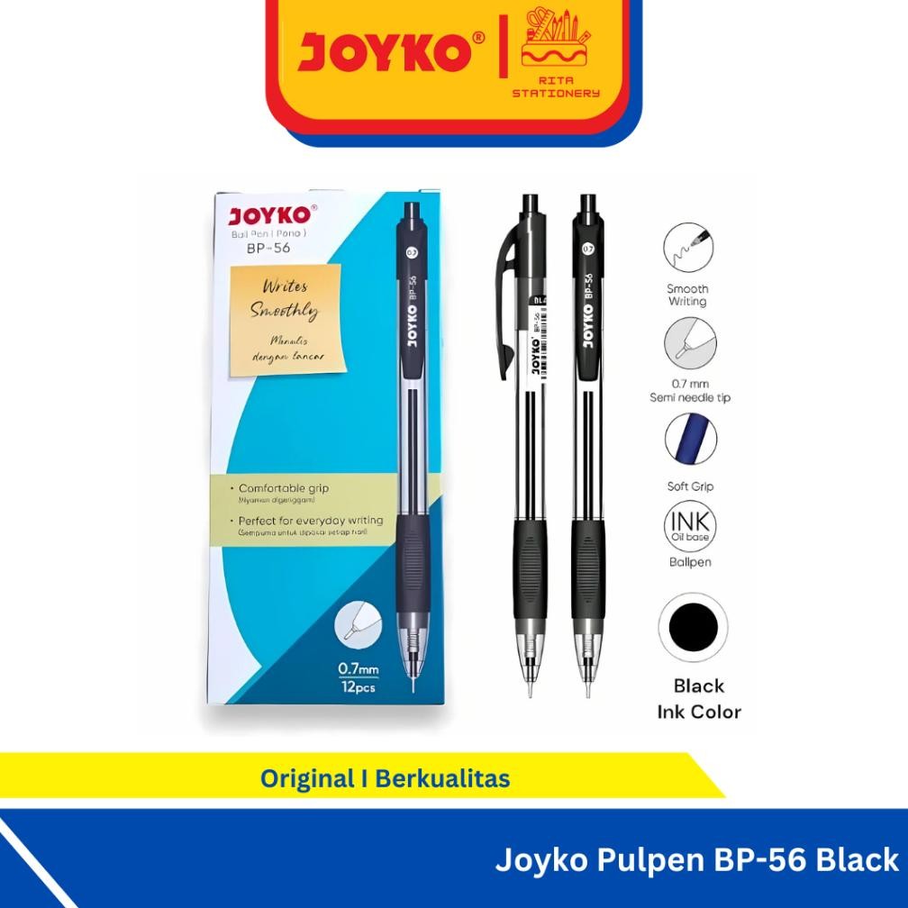 

Pulpen Joyko Selusin BP-56 0.7mm Retractable Ceklek bolpen pen - 1 pack isi 12 DiM