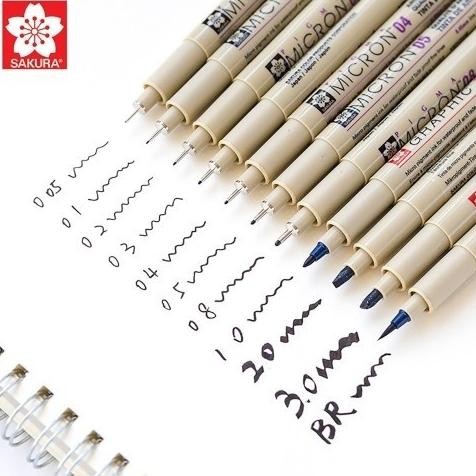 

Sakura Pigma Micron Drawing Pen (Tip 0.05 0.03 0.1 0.2 0.3 0.4 0.5 0.8 PN & Brush ) Black Hitam DiM