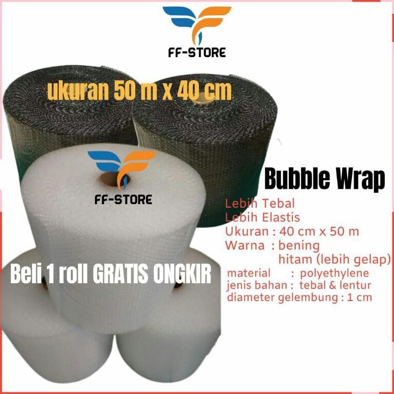 

[Instant] [50Mx40Cm] Bubble Wrap 40CM x 50 meter Hitam Bening Putih Bandung Murah DiM