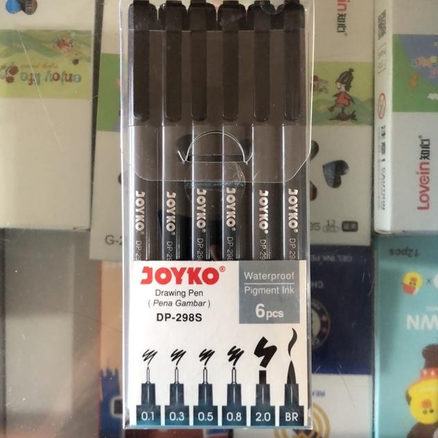 

( 1 set isi 6 ) Drawing Kaligrafi Pen Joyko DP-298S / Pulpen Menggambar dan Menulis Kaligrafi anti Air Dp298s DiM
