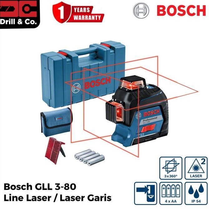

Sale Bosch Gll 3-80 Line Level / Laser Level 3 Arah / Laser Garis Merah