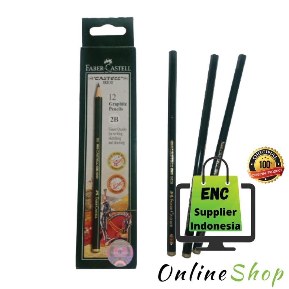 

fabercastell 6 buah pensil 2b faber castell 9000 pensil ujian exam tab per 6 pcs - enc.sup DiM
