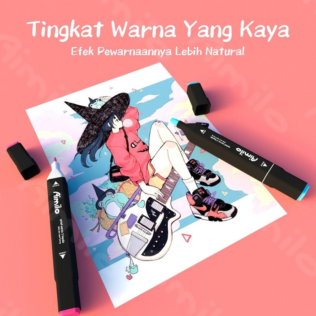 

Aimilo Spidol Warna Warni 1 Set Sketch Marker 2 Tip Touch Marker 48/60/80 Warna