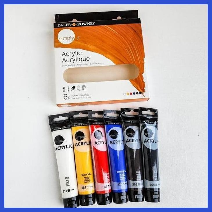 

( SEKOLAH / LUKIS ) COD DALER ROWNEY SIMPLY ACRYLIC SET 6X75ML | CAT AKRILIK (SENI / MENGGAMBAR / ART / KERAJINAN ) PRIVASI AMAN