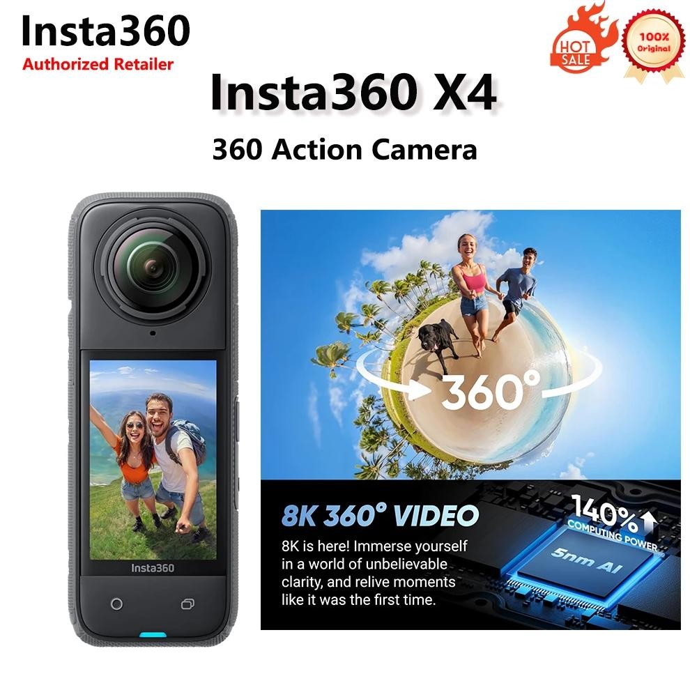 Insta360 X4 Waterproof 8K 360 Action Camera, 4K Wide-Angle Video, Invisible Selfie Stick, Removable 