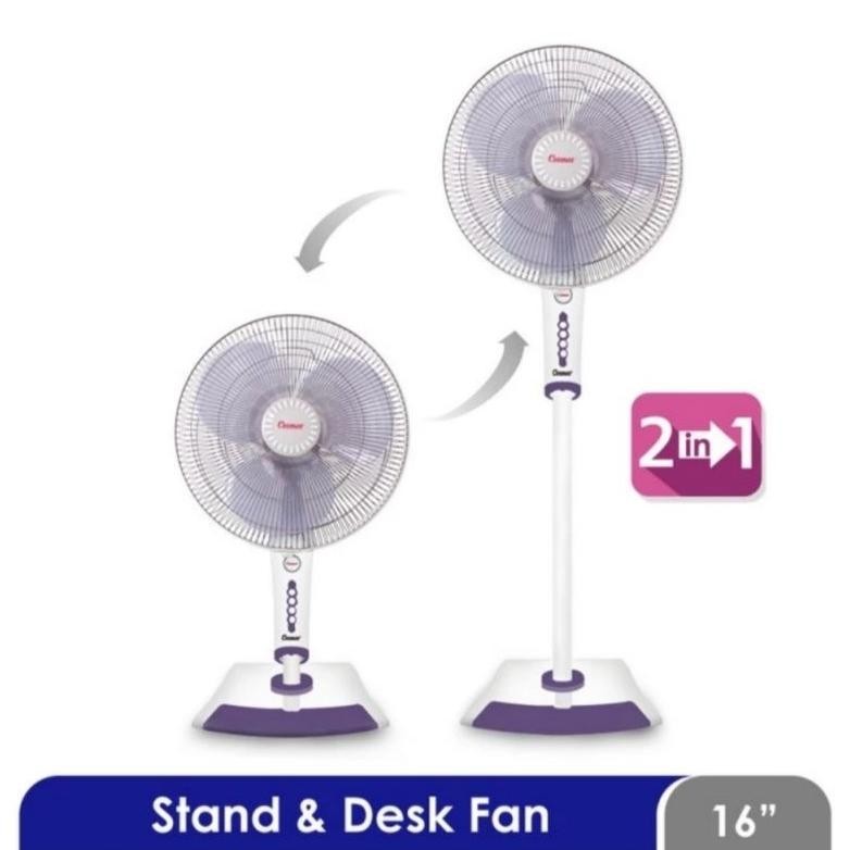 NEW COSMOS : SEN KIPAS ANGIN BERDIRI 2IN1 DESK & STAND FAN 16 " TWINO SEN UNGU [terbaik][terlaris]