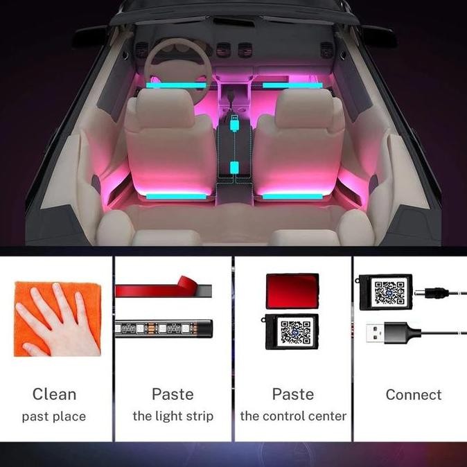 LAMPU LED STRIP KOLONG DASHBOARD MOBIL RGB LIGHT LED USB REMOTE