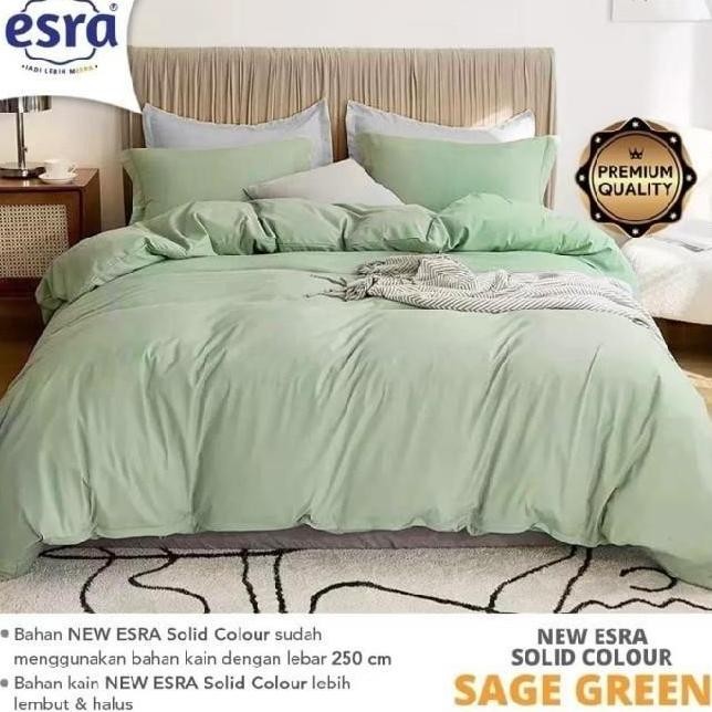 fitted sheet | sprei aja | katun lokal polos sage green dengan karet-