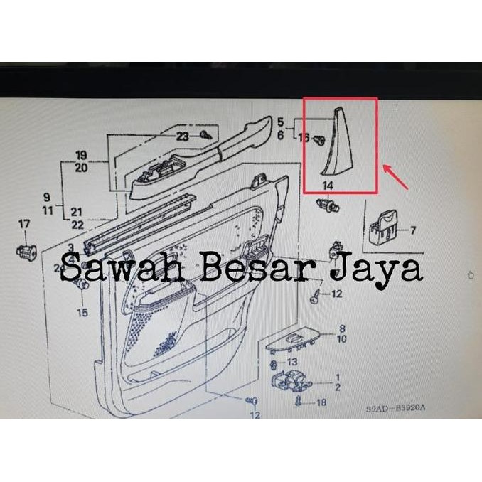 Garnish Quarter - Cover Pillar Pilar Segitiga Tutup Pintu Belakang Bagian Dalam Honda Crv Cr-V Gen.2