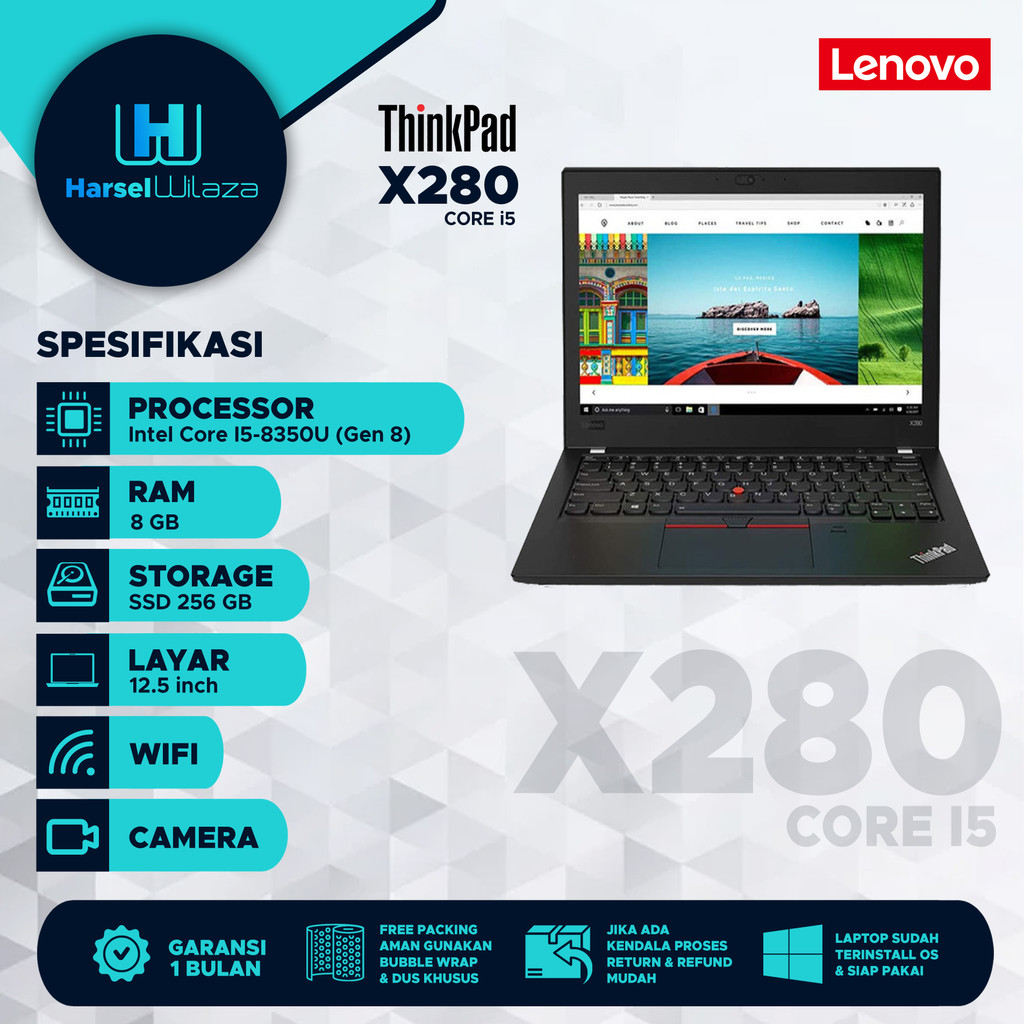 Lenovo Thinkpad X280 core i5 Gen 8 Second Bergaransi