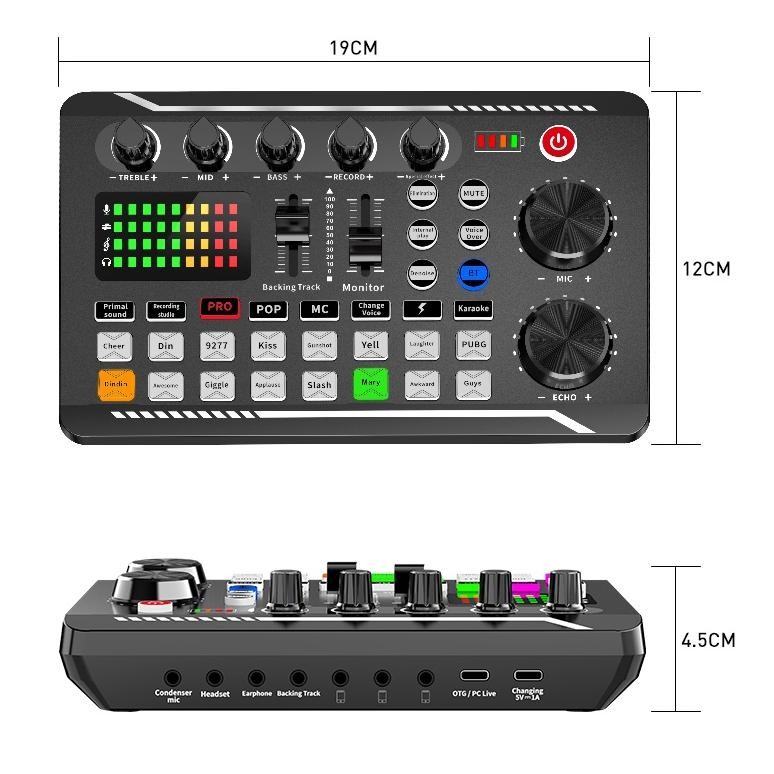 Soundcard Bluetooth Sound Card F998/V8S/V8 Live Mixer Audio Broadcast Recording Karaoke Sound Card