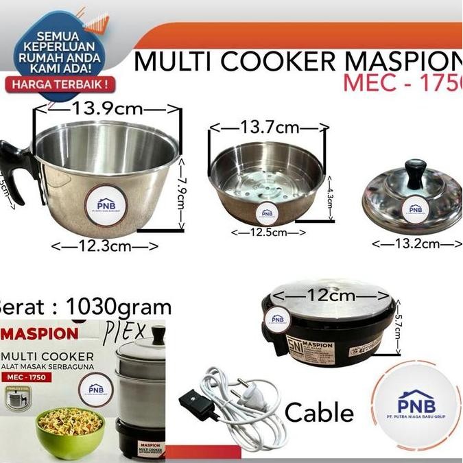 MASPION MULTI ELEKTRIK COOKER MEC 1750 PANCI LISTRIK 0.5 LITER
